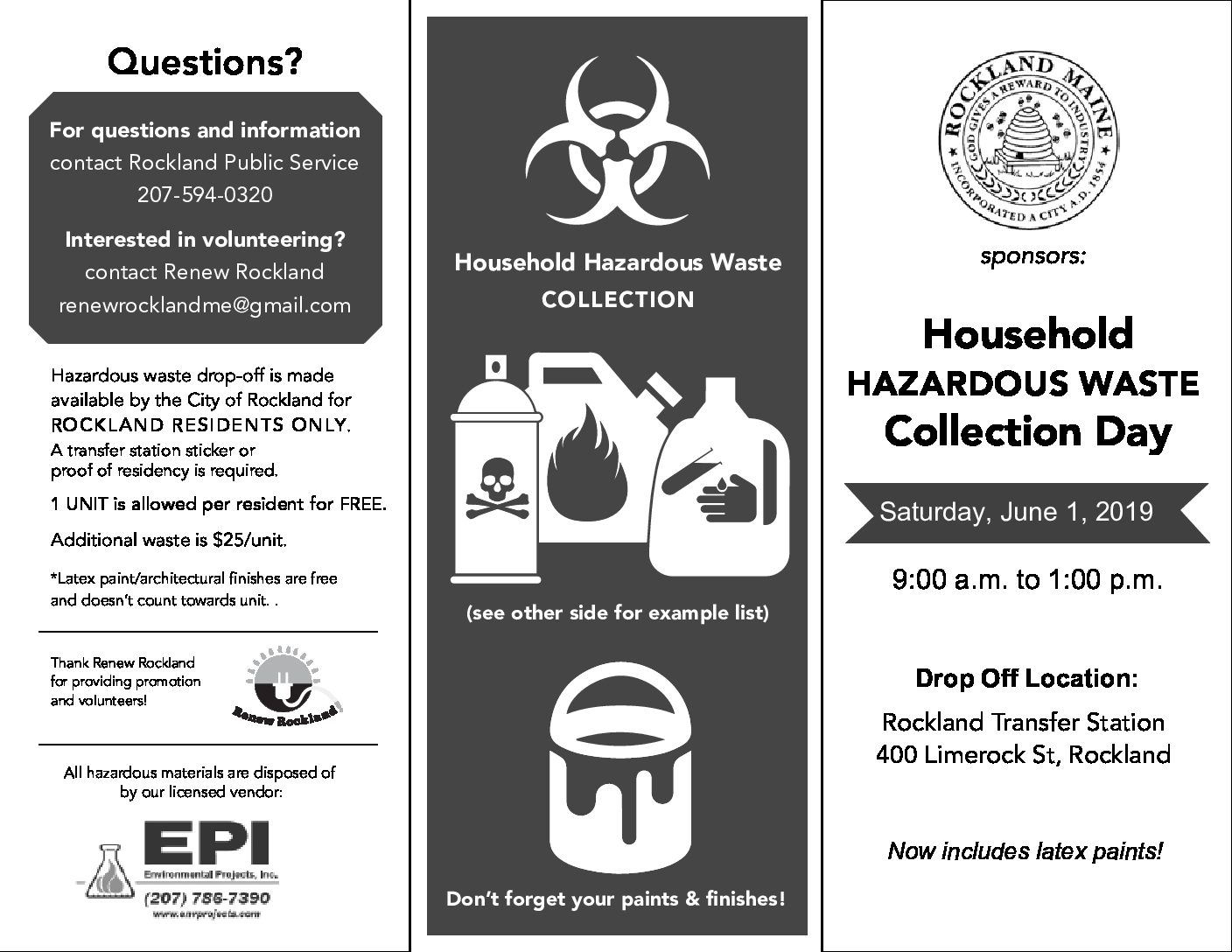 Hazardous Waste Collection Day The City of Rockland, Maine