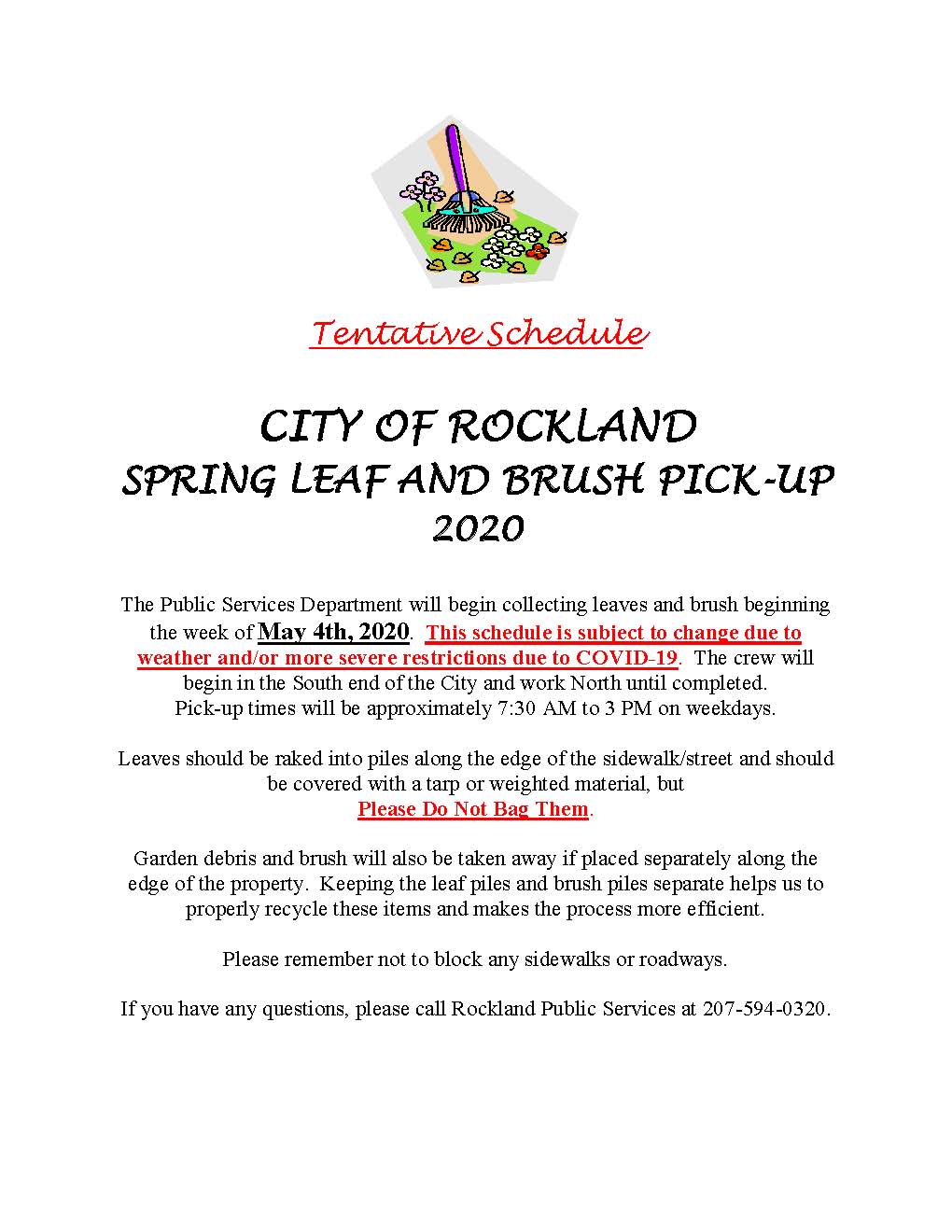 Spring Clean up notice 2020 (no zones) The City of Rockland, Maine